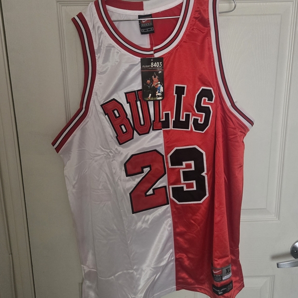 Nike Bulls Split Red and White Jersey